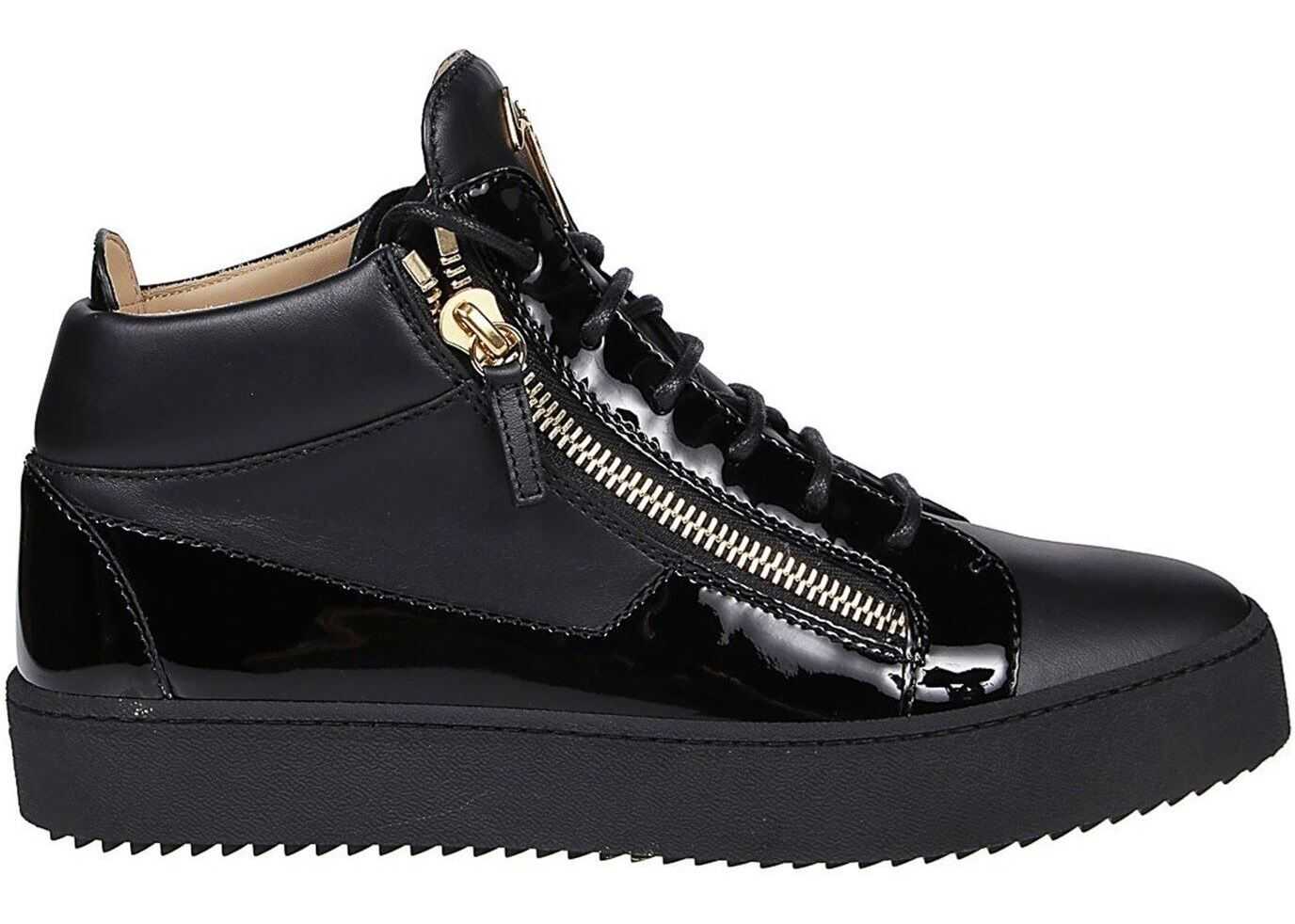 Giuseppe Zanotti Kriss Leather And Patent Sneakers In Black Black