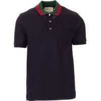 Tricouri Polo Gucci Web Collar Polo Shirt In Blue