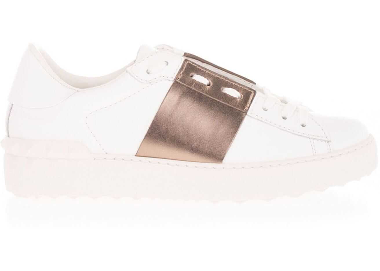 Open Sneakers In White And Platinum Color