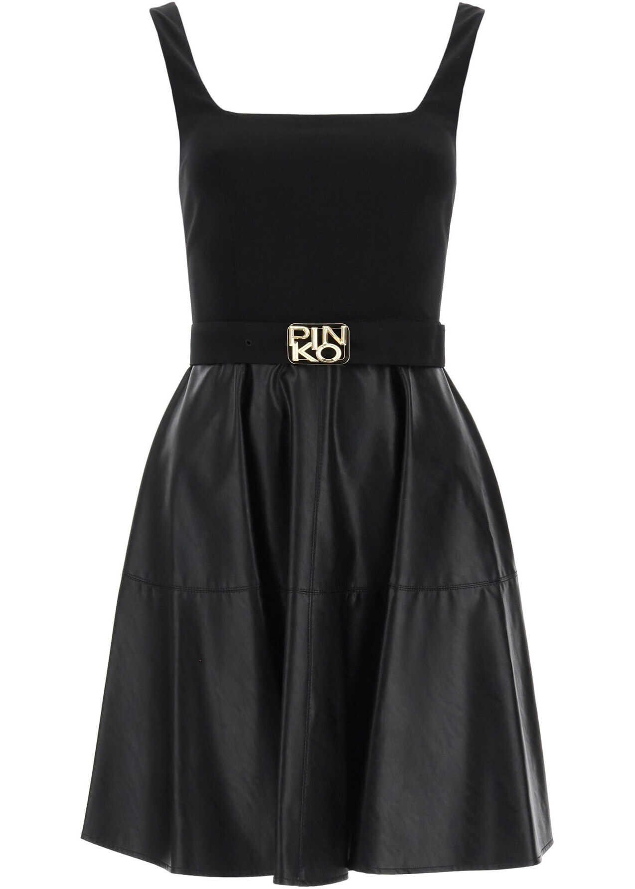 Pinko Oliviero Belted Mini Dress NERO LIMOUSINE