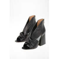 Sandale cu toc MM22 10cm Leather Open Toe Sandal with Zip Closure Femei