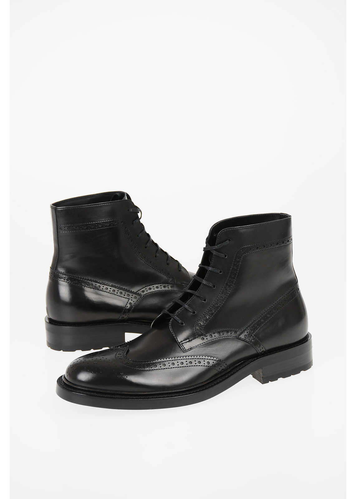 Saint Laurent Leather Combat Boots Black