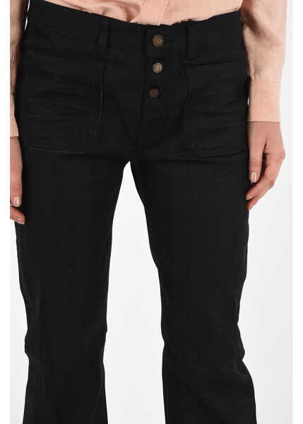 Blugi skinny Saint Laurent High Rise Boot Cut Jeans With Logoed Buttons 21Cm Black Femei (BM 8025060) 3