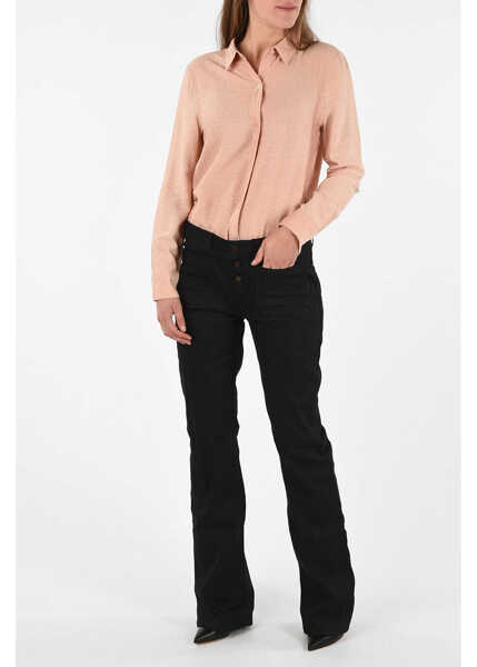 Blugi skinny Saint Laurent High Rise Boot Cut Jeans With Logoed Buttons 21Cm Black Femei (BM 8025060) 4