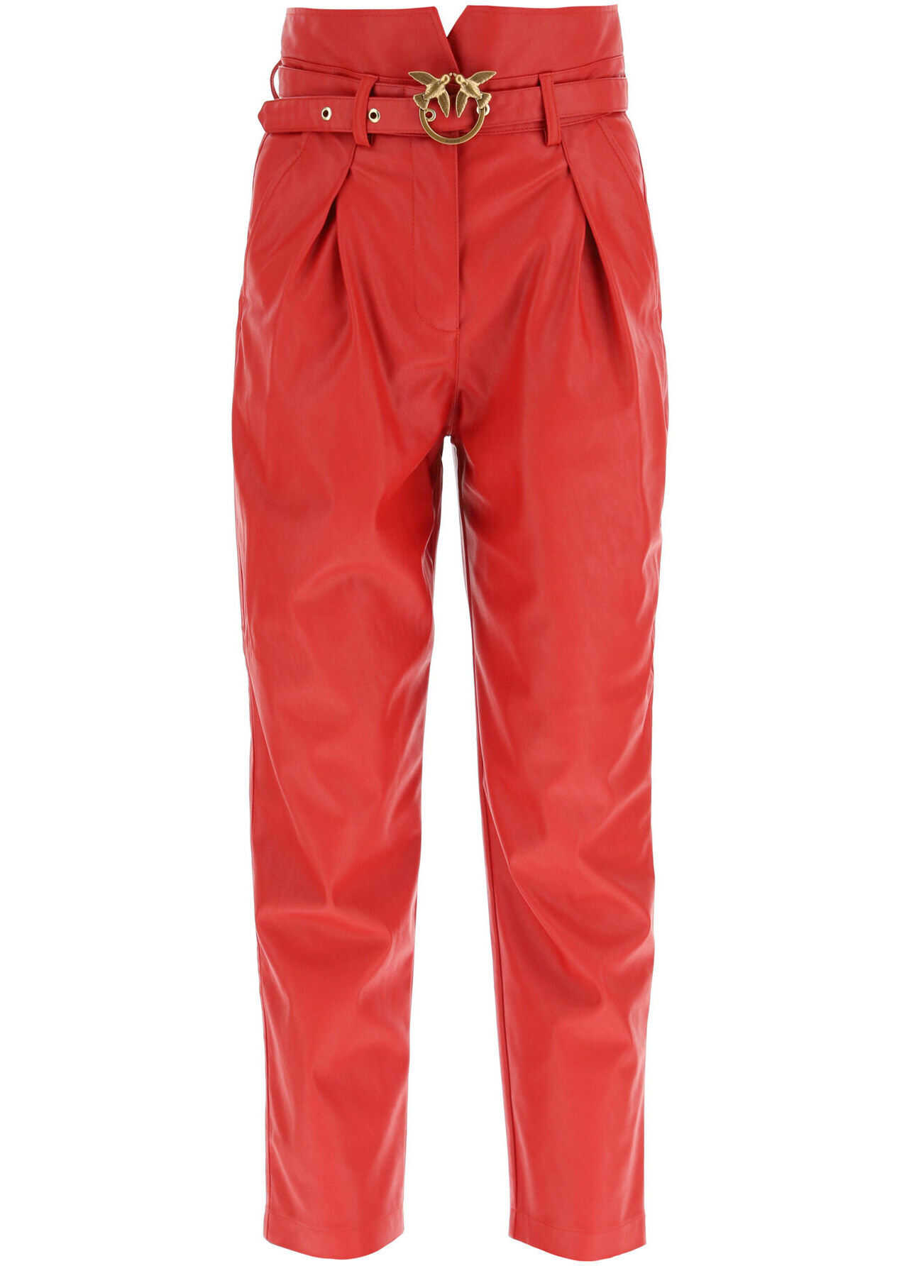 Pinko Aurelio Faux Leather Pants* ROSSO ROSA PORPORA