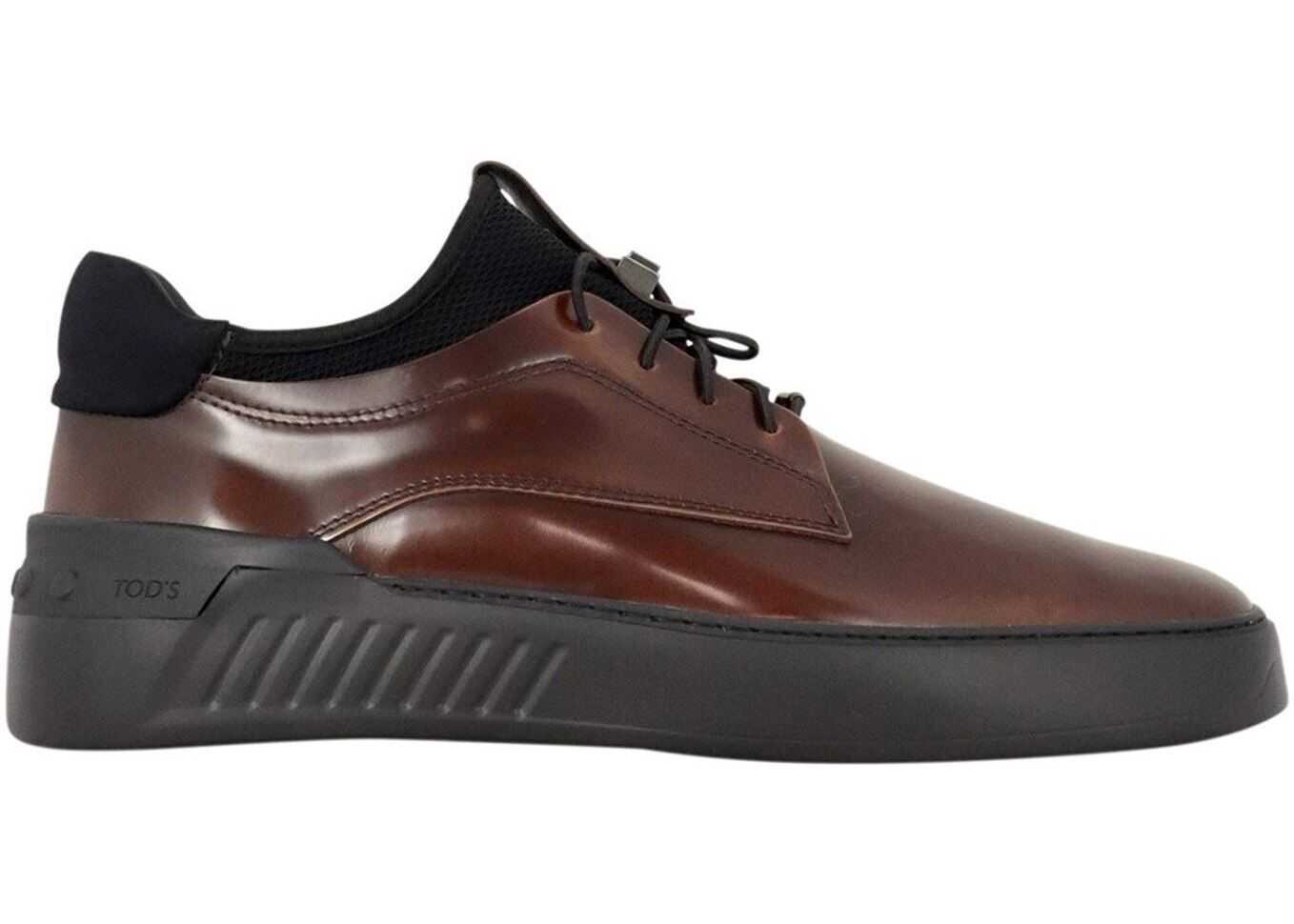 Leather Derby Sneakers In Brown