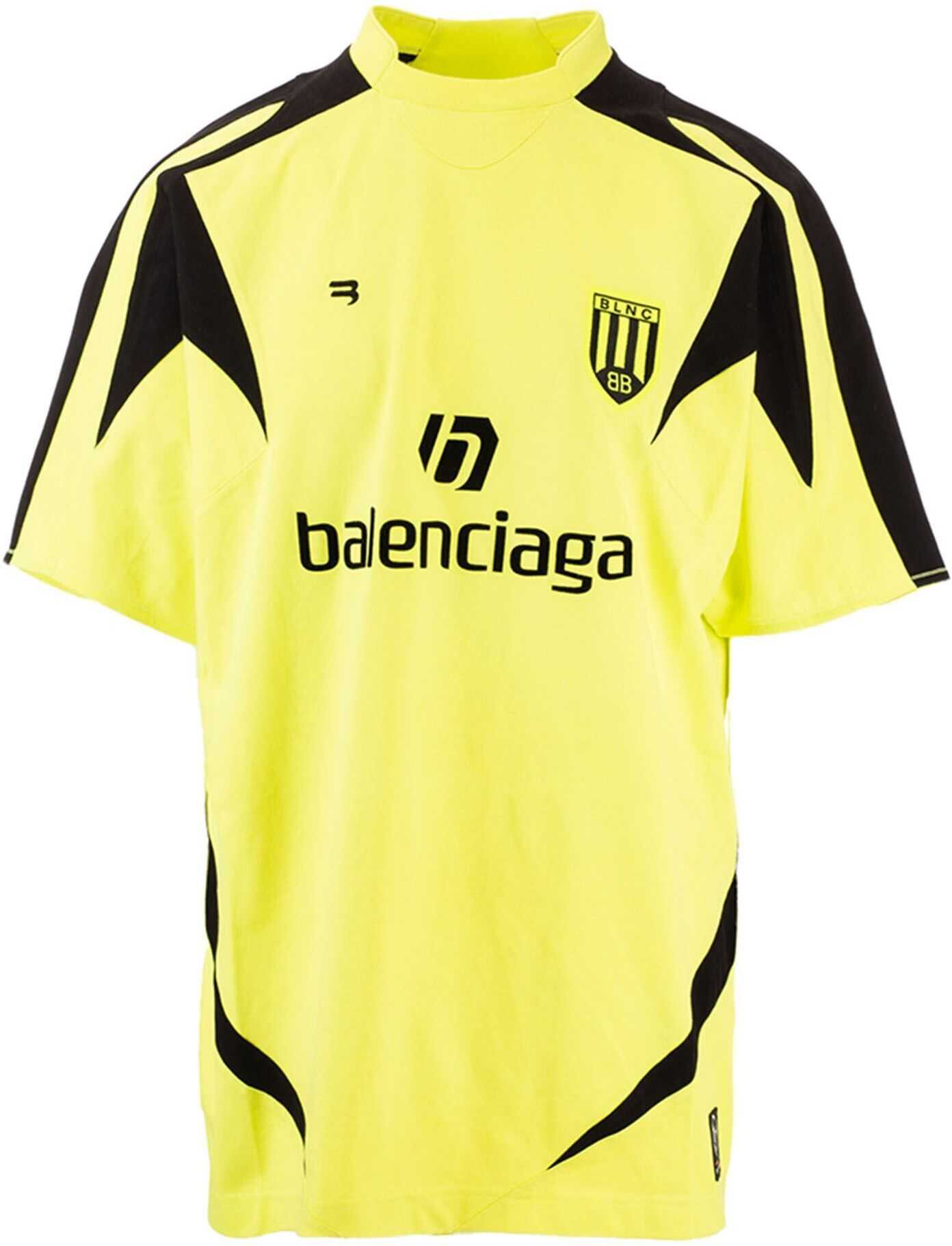 Balenciaga Soccer T-Shirt In Acid Yellow Yellow