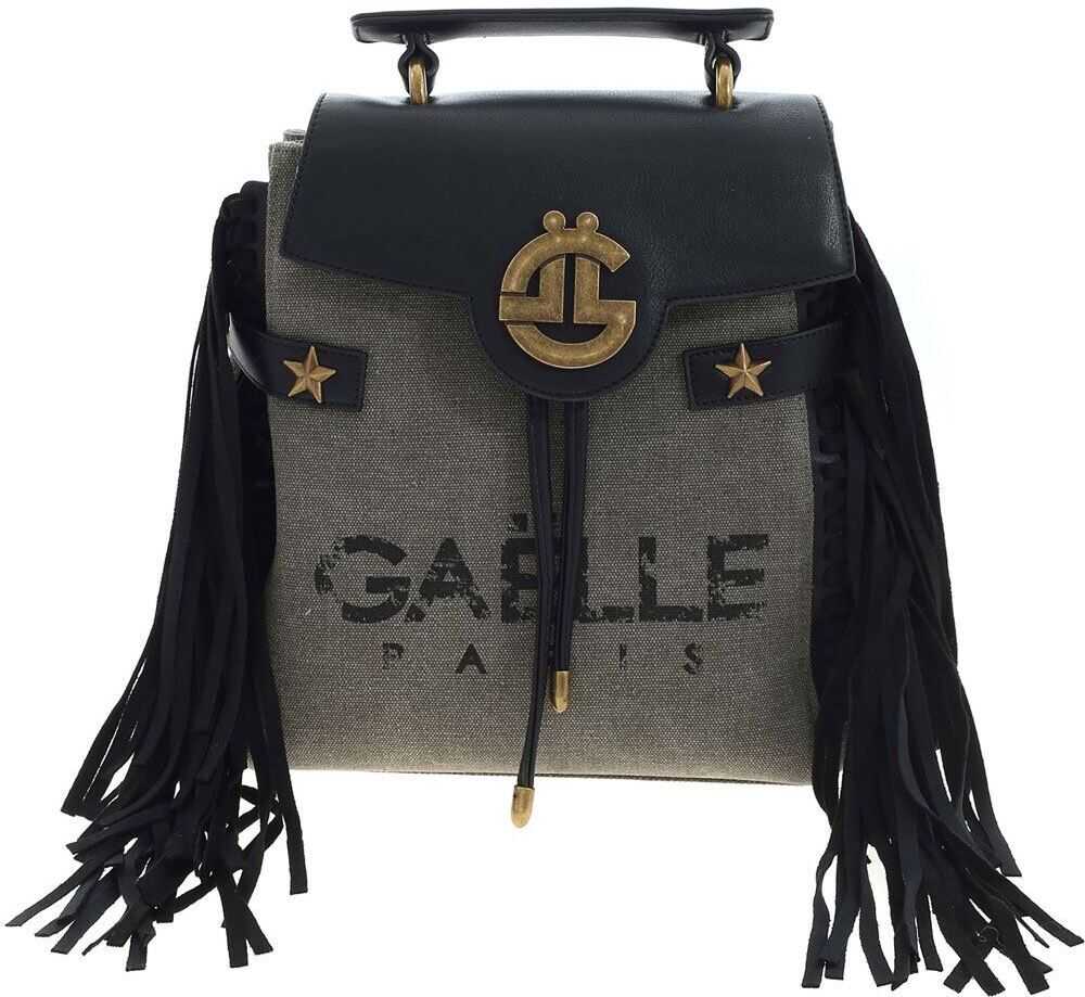 GAëLLE Paris Fringes Backpack In Dark Green And Black Green