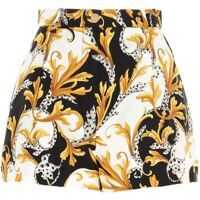 Pantaloni scurti Barocco Print Shorts In Yellow And Black Femei