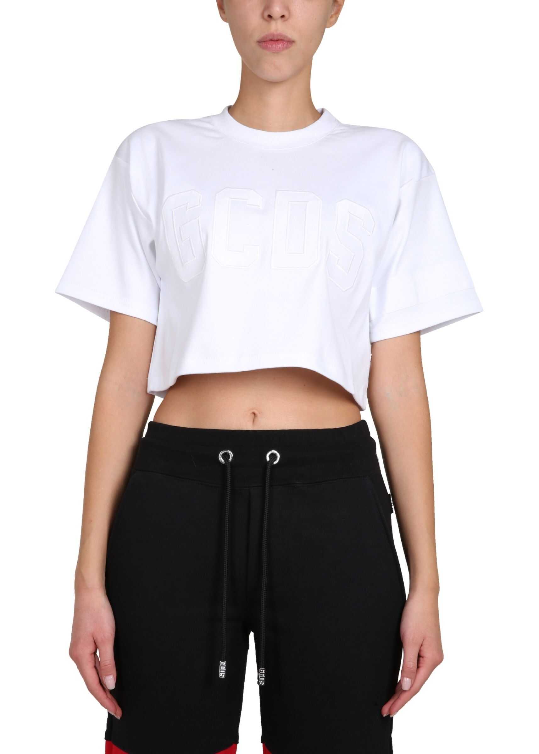 GCDS Cropped T-Shirt WHITE