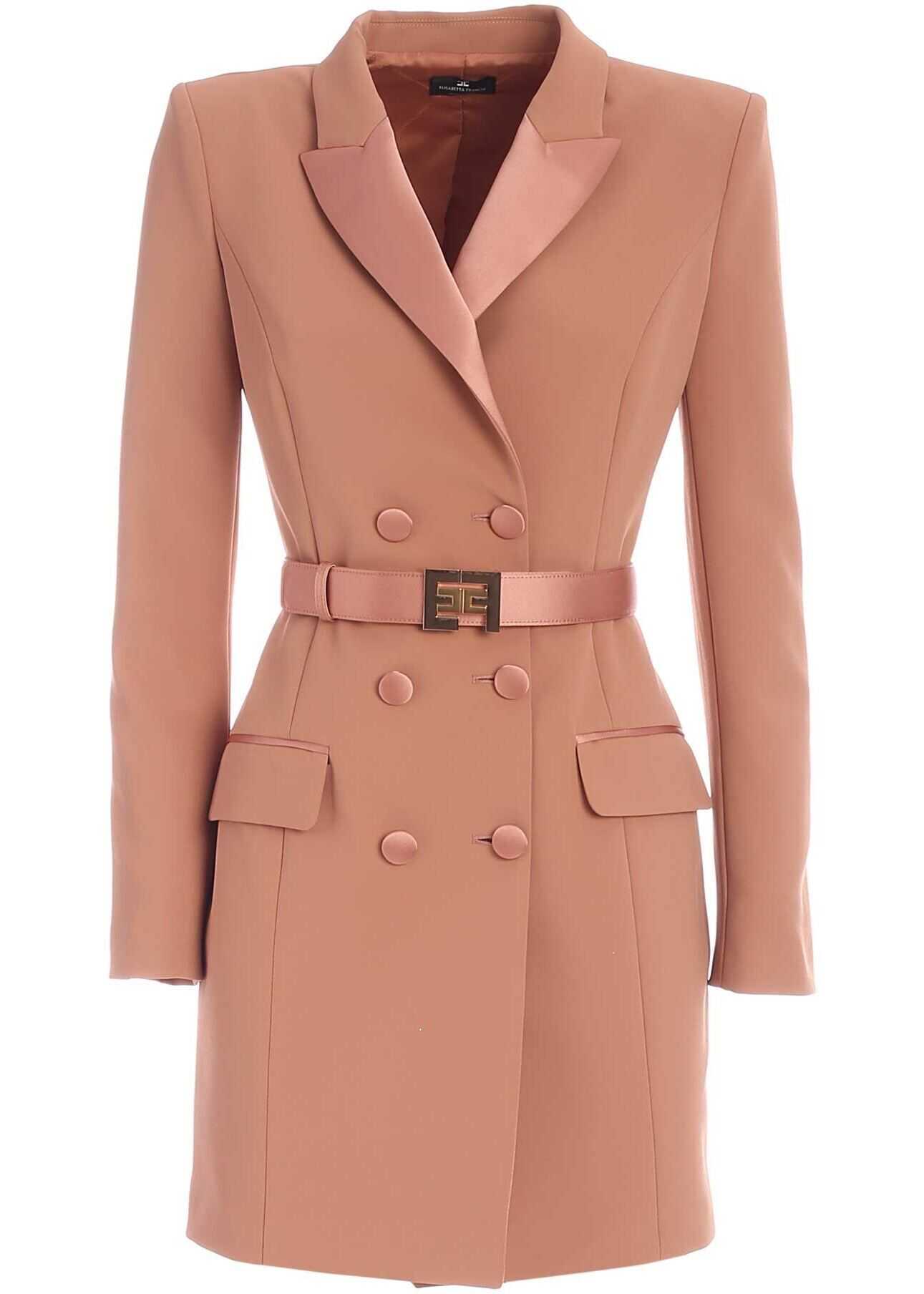 Elisabetta Franchi Double-Breasted Pink Dress With Belt Pink