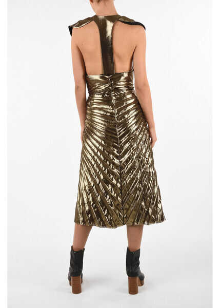 Rochii lungi Maison Margiela Metallic Faux Leather Draped Empire Dress Gold Femei (BM 8047266) 2