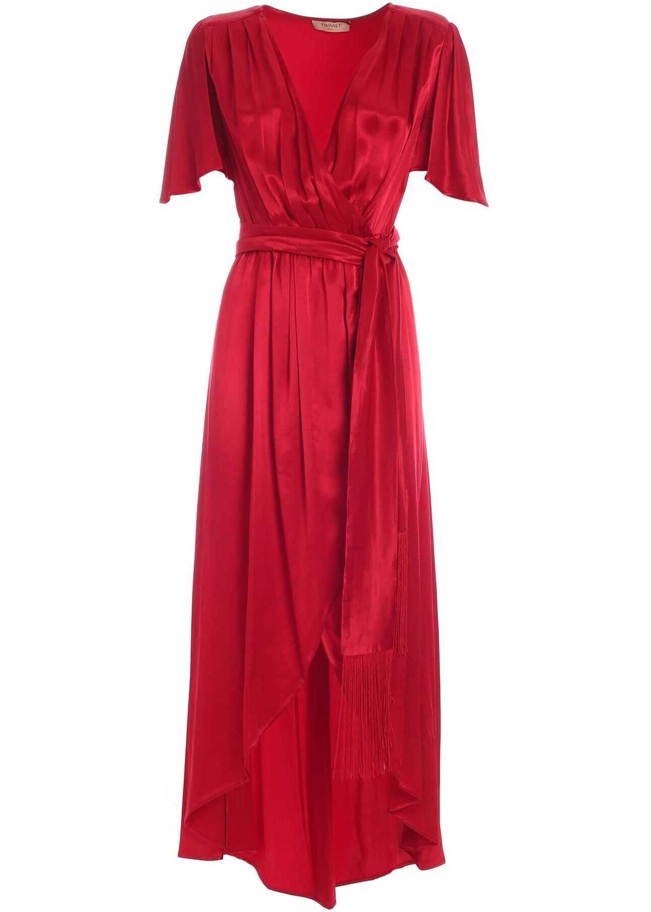 Twin-set Simona Barbieri Satin Wallet Dress In Red Red