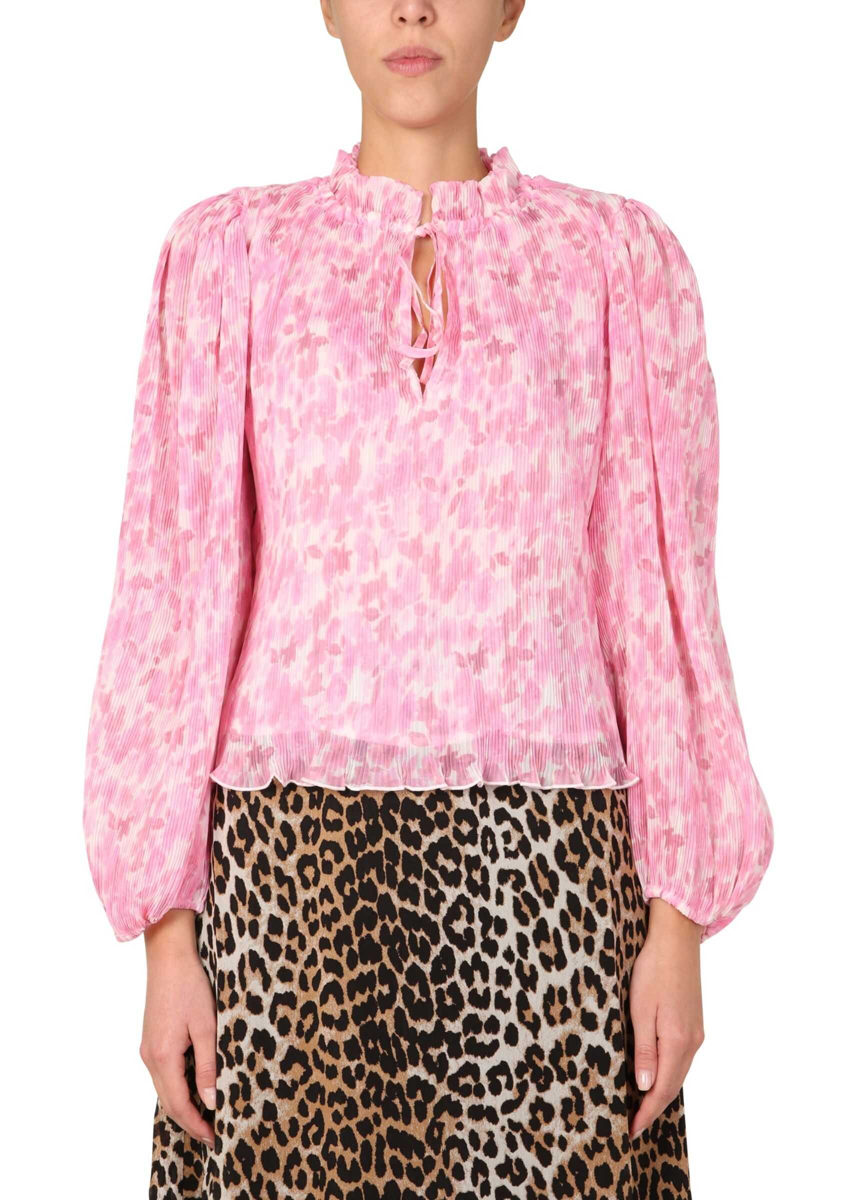 Ganni Blouse With Floral Print PINK