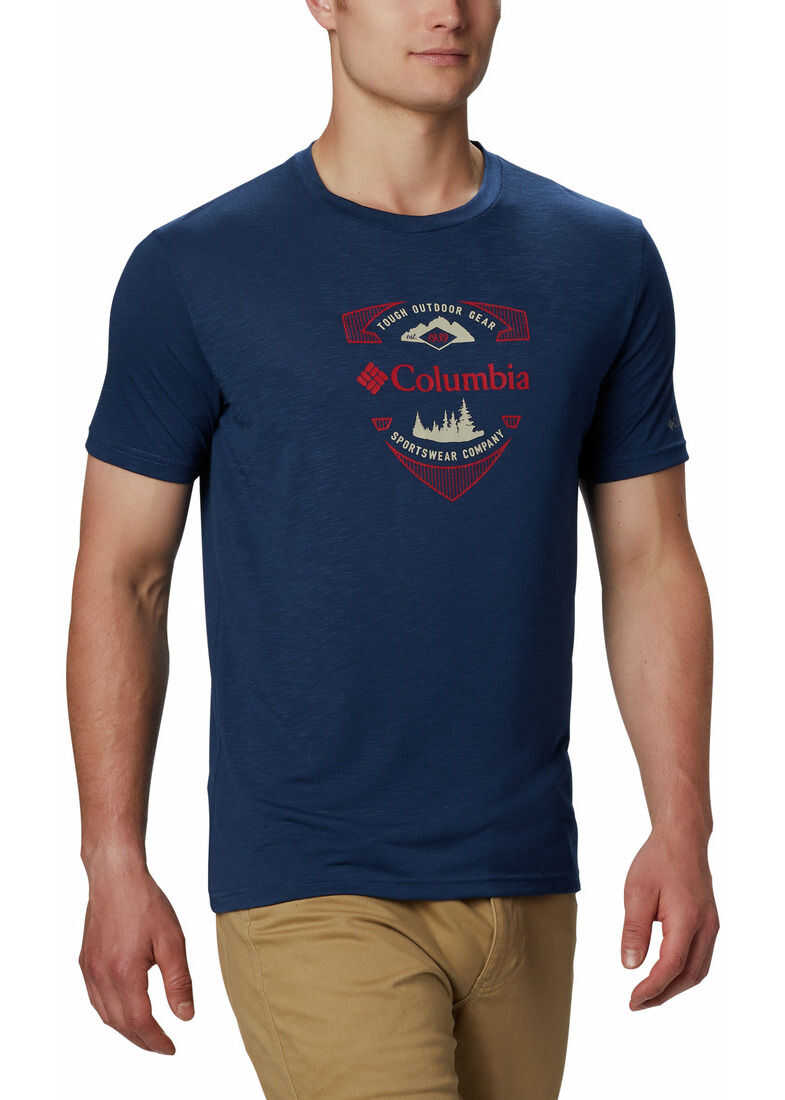 Columbia Nelson Point Graphic Ss Shirt 1773021 Carbon