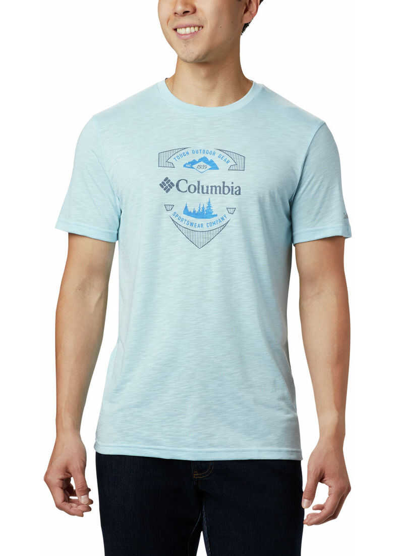 Columbia Nelson Point Graphic Ss Shirt 1773021 Sky Blue