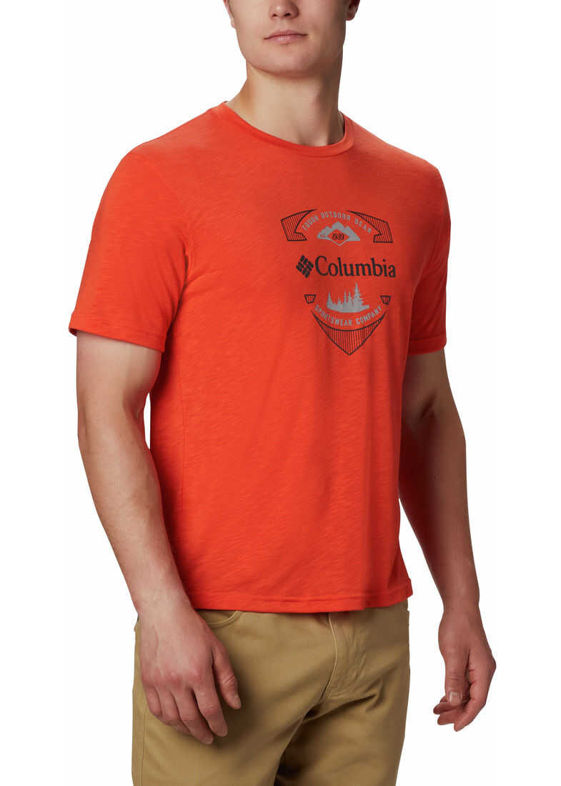 Columbia Nelson Point Graphic Ss Shirt 1773021 Wildfire