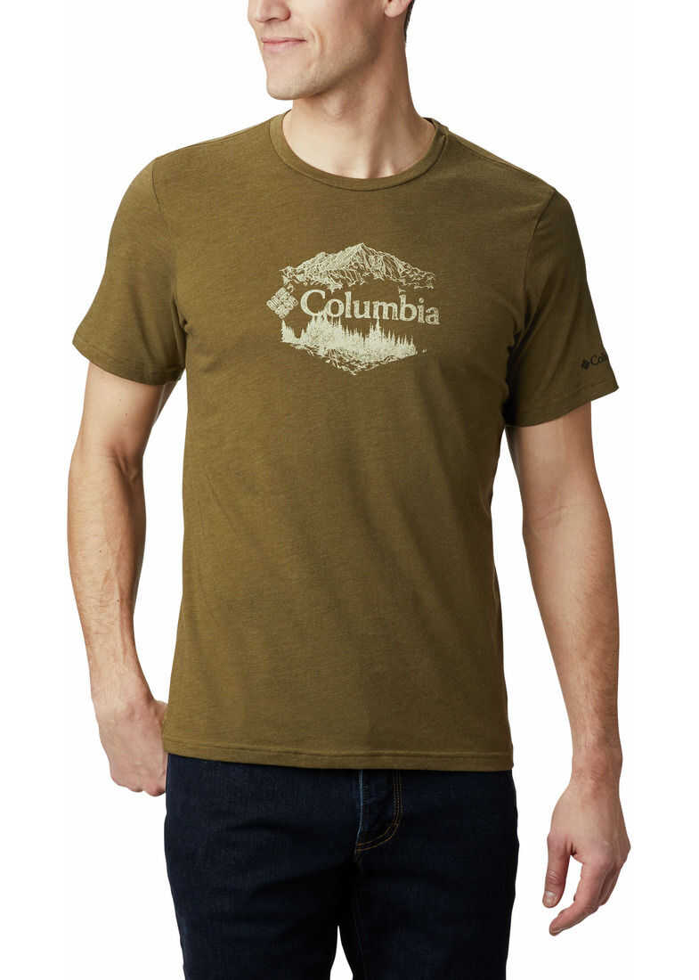 Columbia M High Dune Graphic Tee- Grey Outsider 1888903 New Olive Outsider