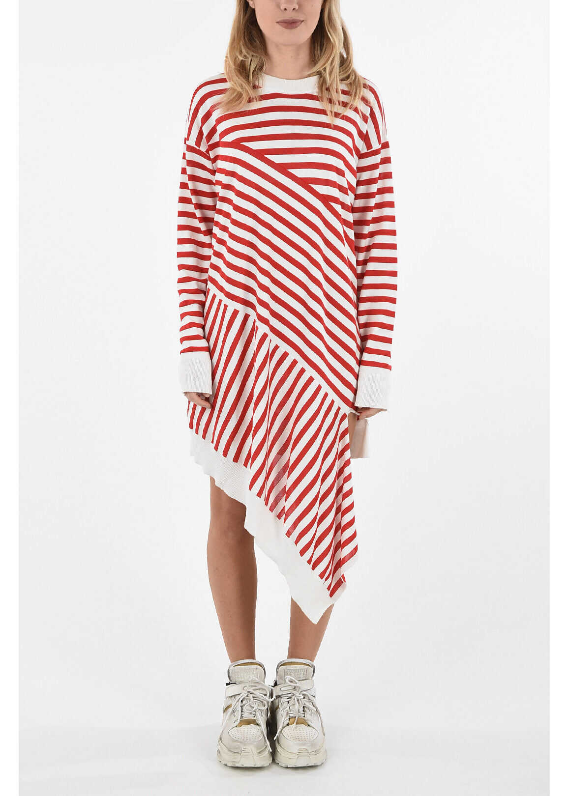 MM6 Striped Knit Asymmetric Dress