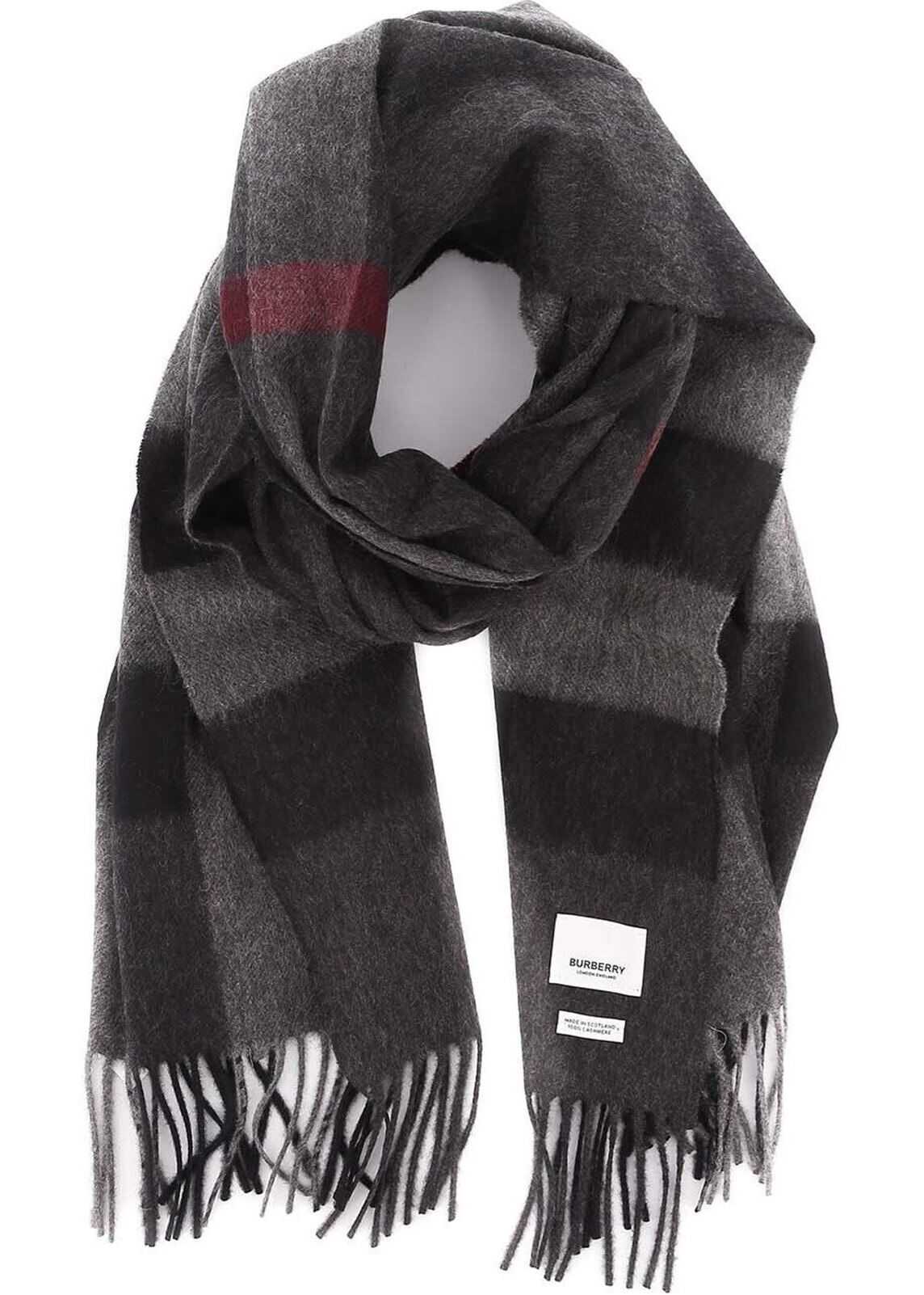 Burberry Mega Check Patterned Cashmere Scarf Grey