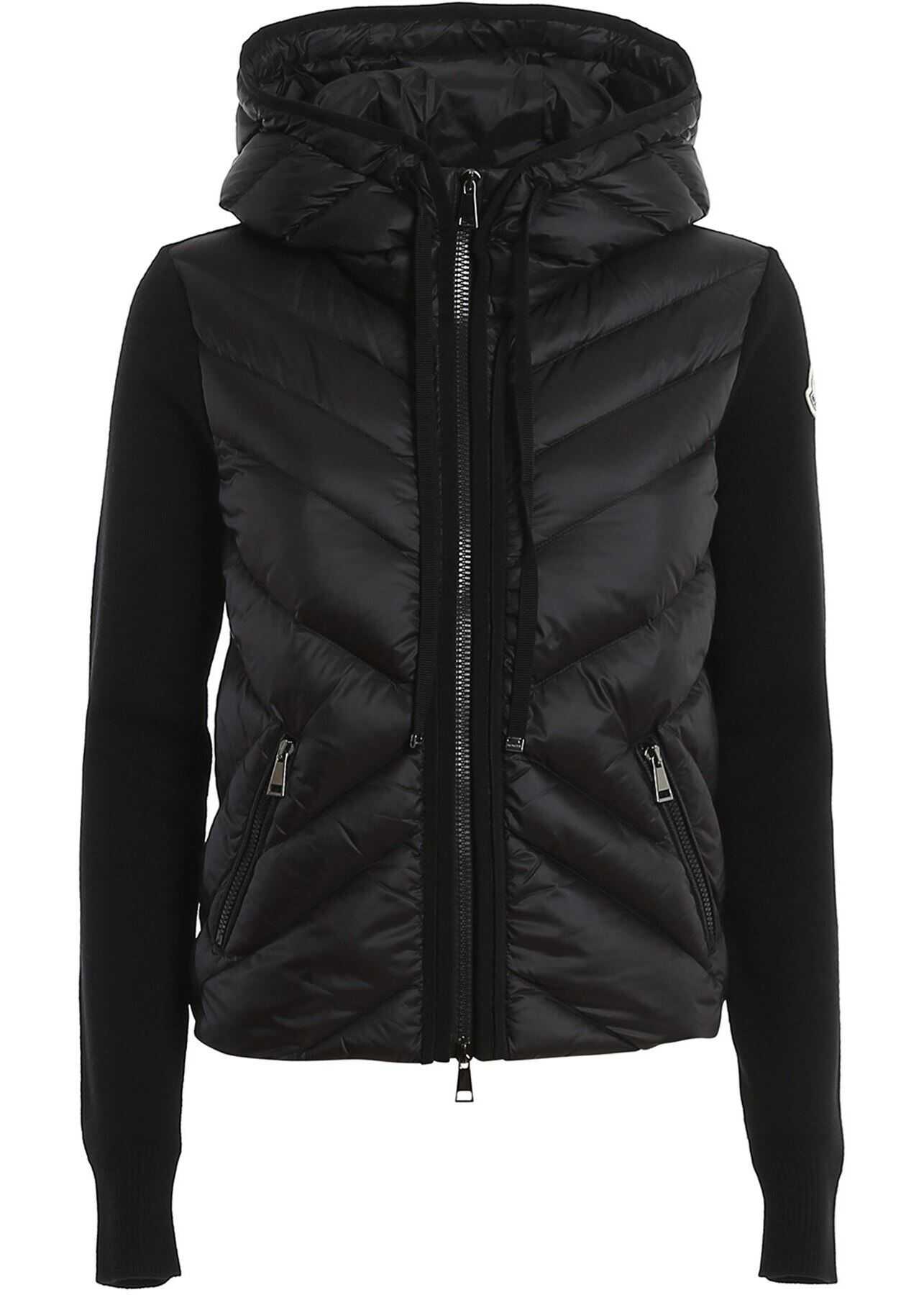 Moncler Padded Panel Wool Cardigan Black