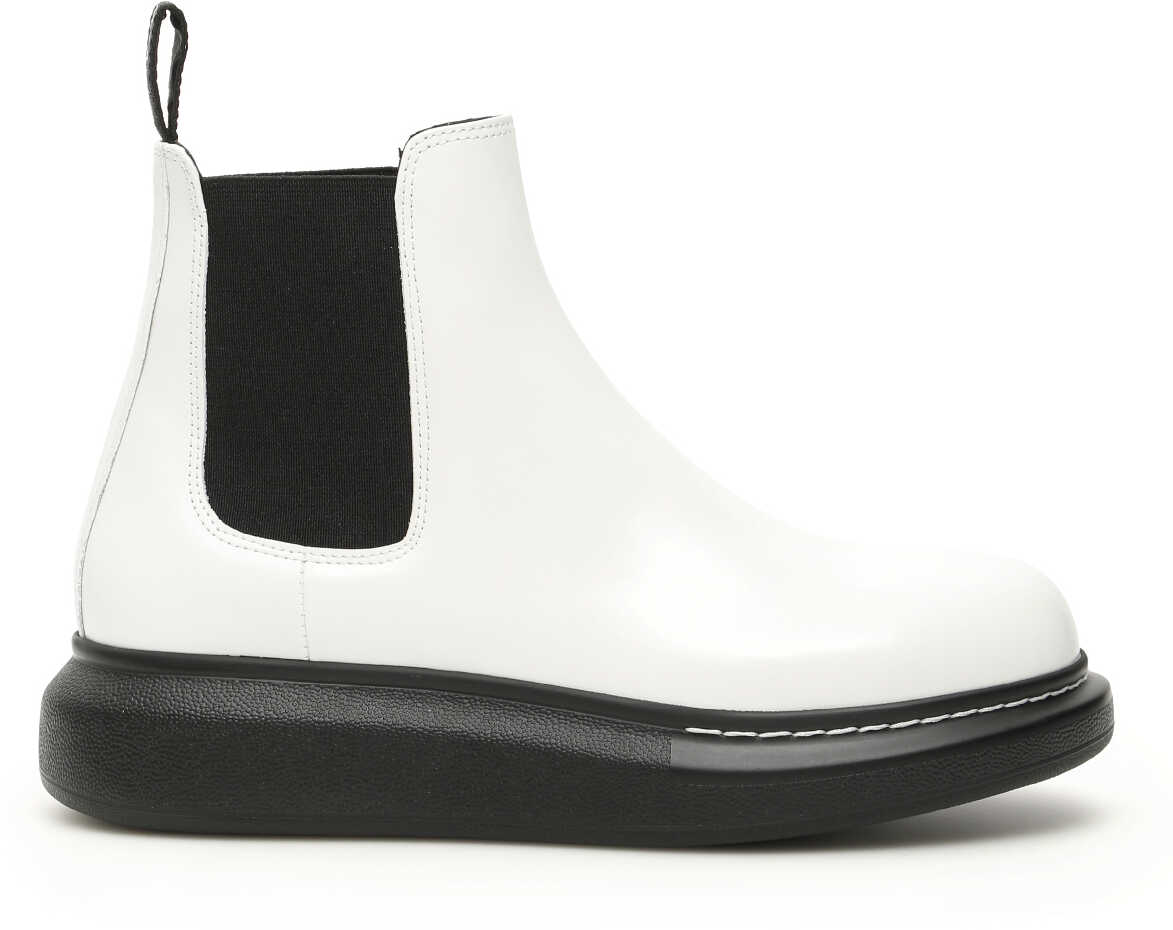 Alexander McQueen Chelsea Hybrid Boots 586398 WHX52 WHITE BLACK