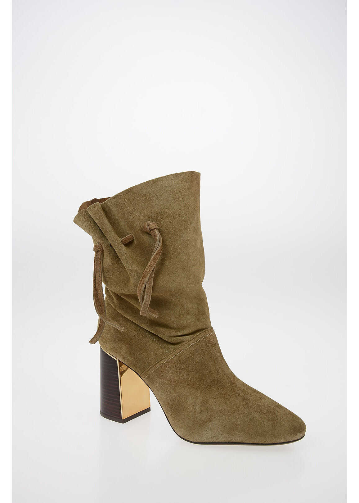 Tory Burch 9Cm Suede Leather Gigi Ankle Boot Beige