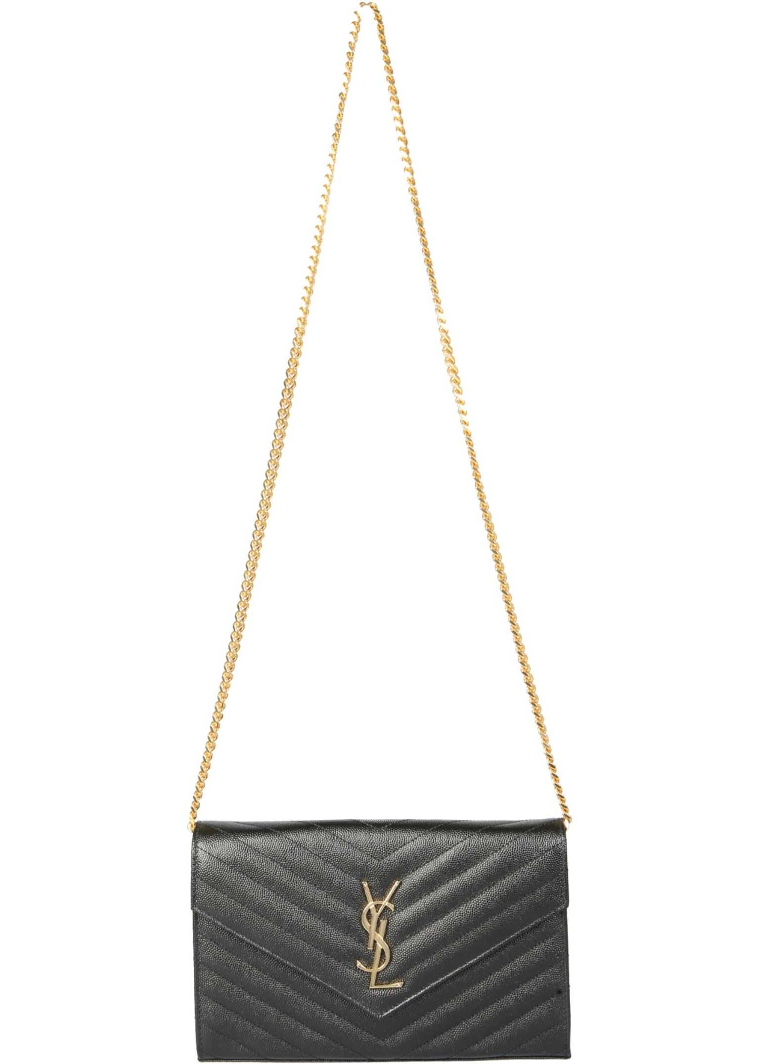 Saint Laurent Monogram Wallet With Chain BLACK