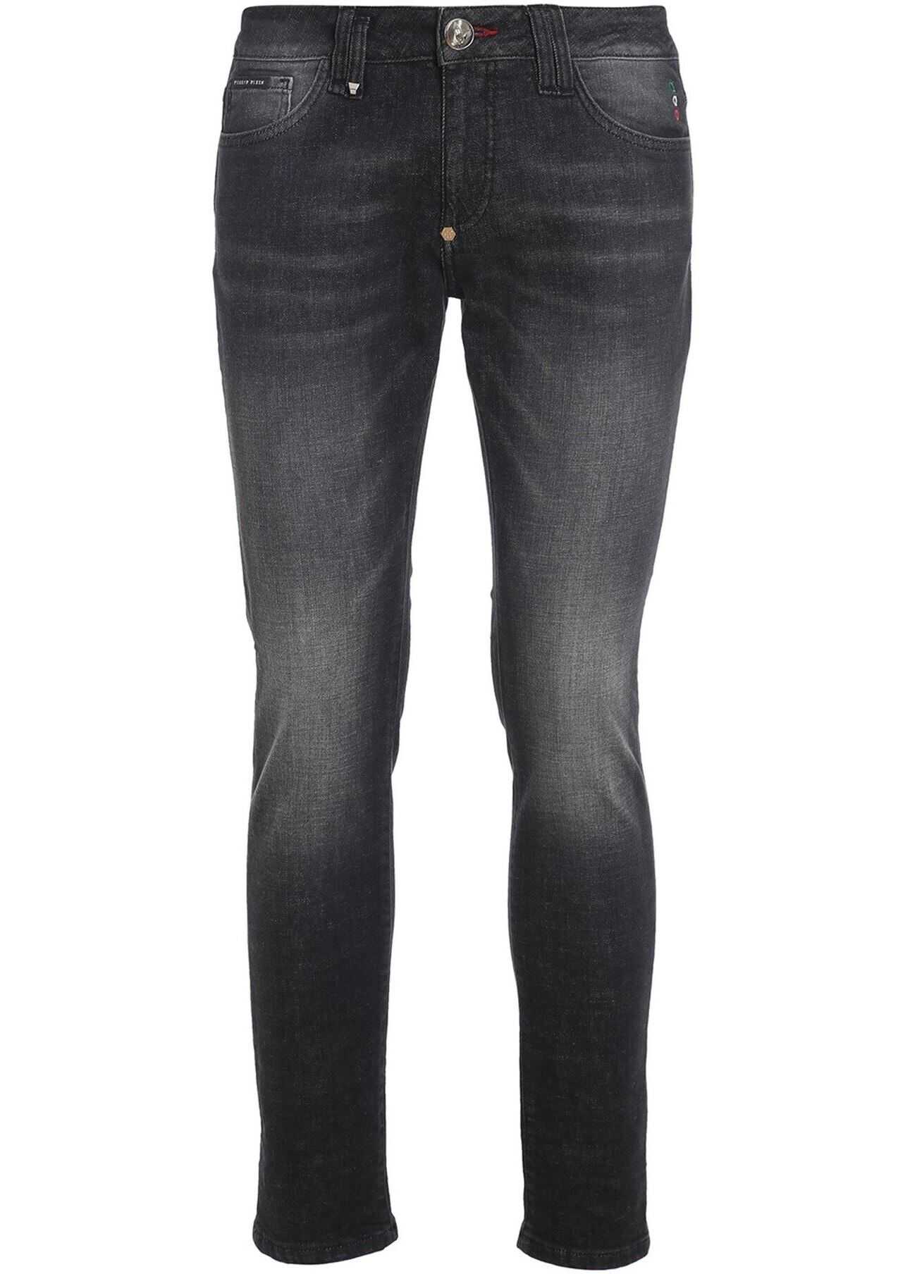 Philipp Plein Stretch Denim Cotton Jeans Black imagine