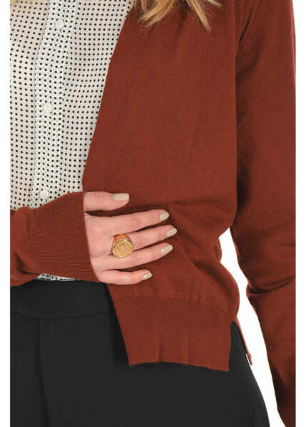 Cardigane Bottega Veneta Cashmere Blend Cardigan With Jewel Button Brown Femei (BM 8091232) 3