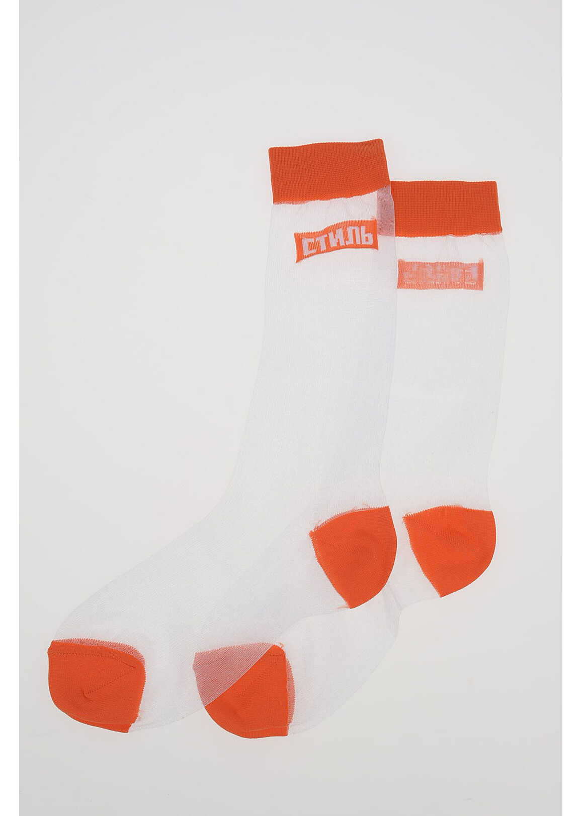 Heron Preston Two-Tone Sheer Socks White