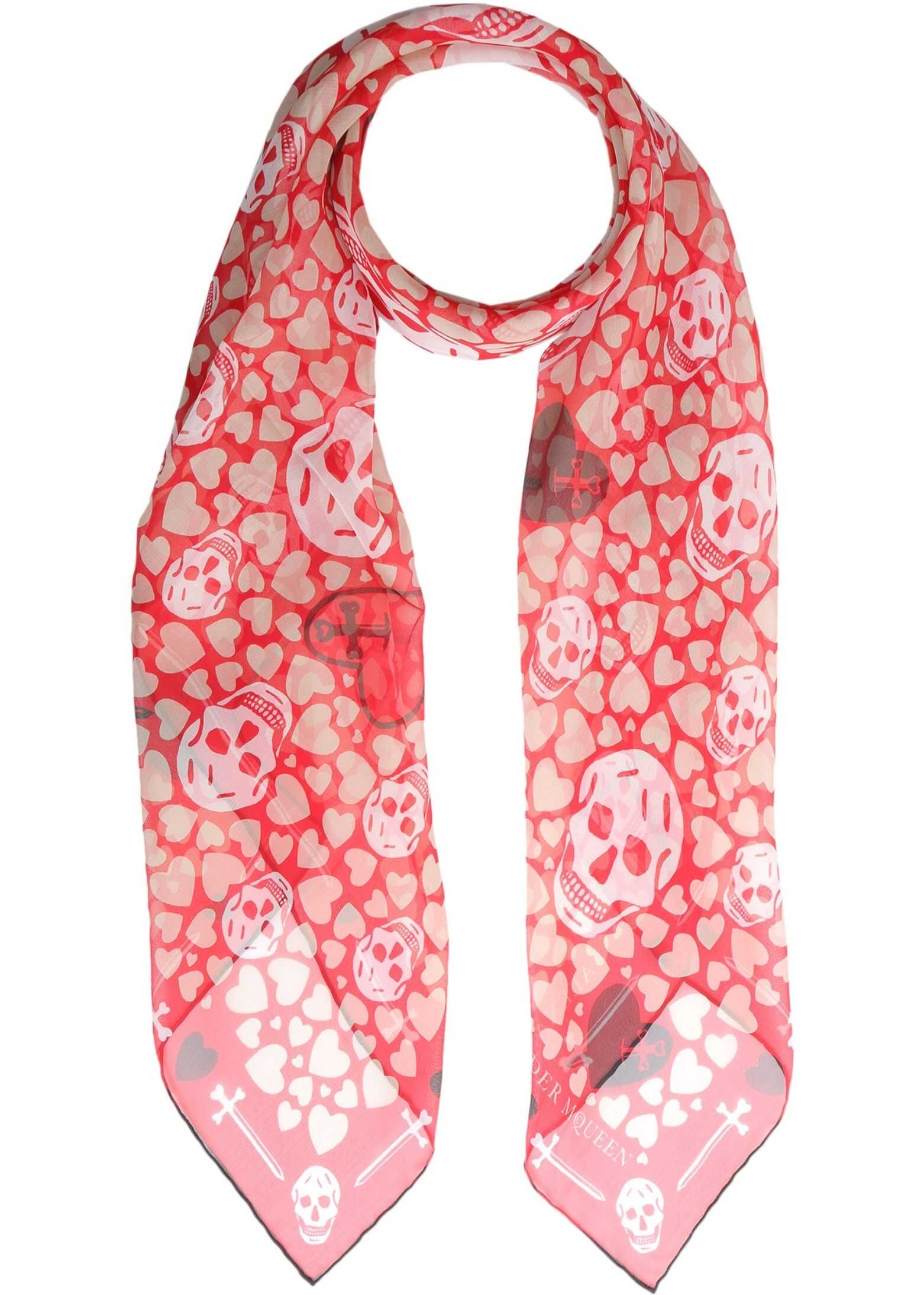 Alexander McQueen Dagger Hearts Foulard RED