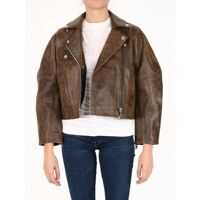 Bomber jacket Washed Leather Jacket Femei