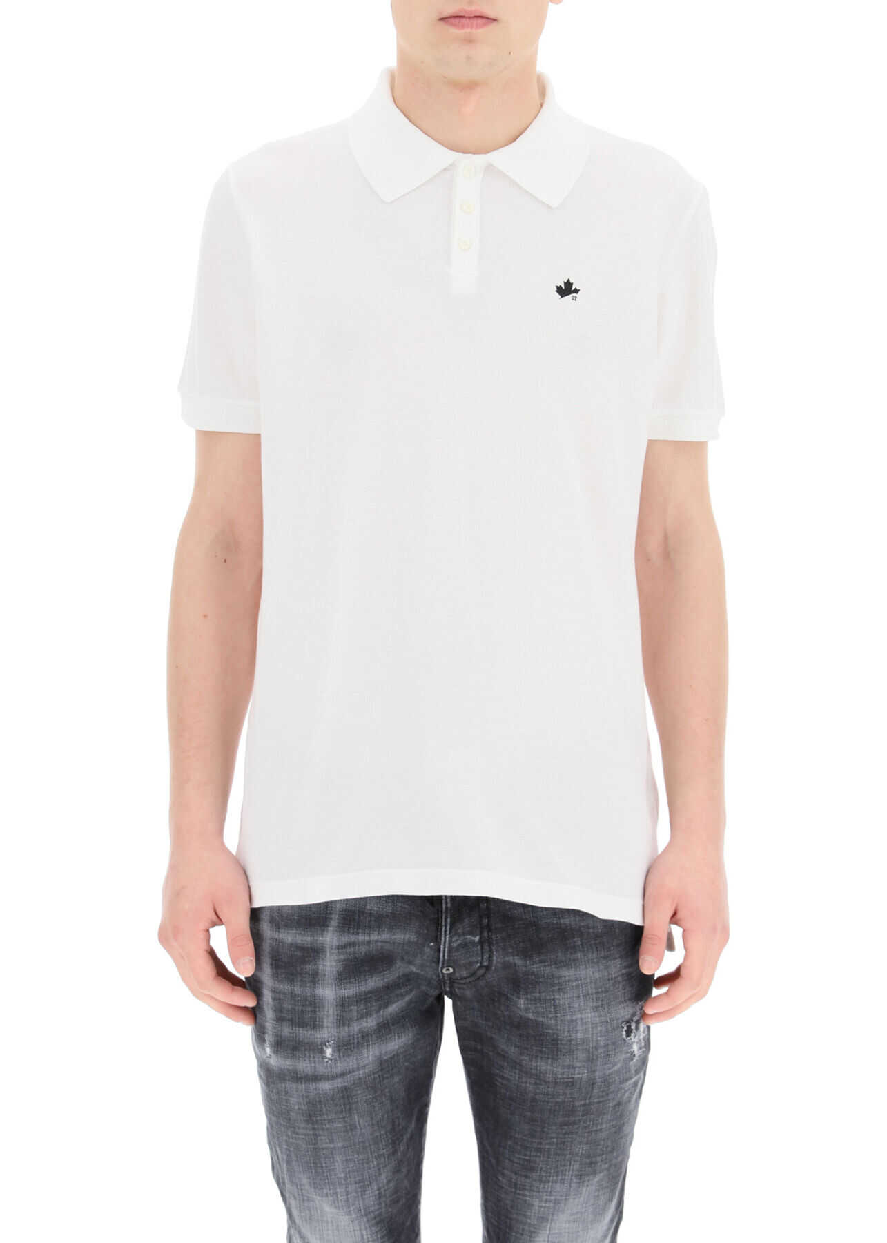 DSQUARED2 Polo Shirt With D2 Micro Print S74GL0049 S22743 WHITE