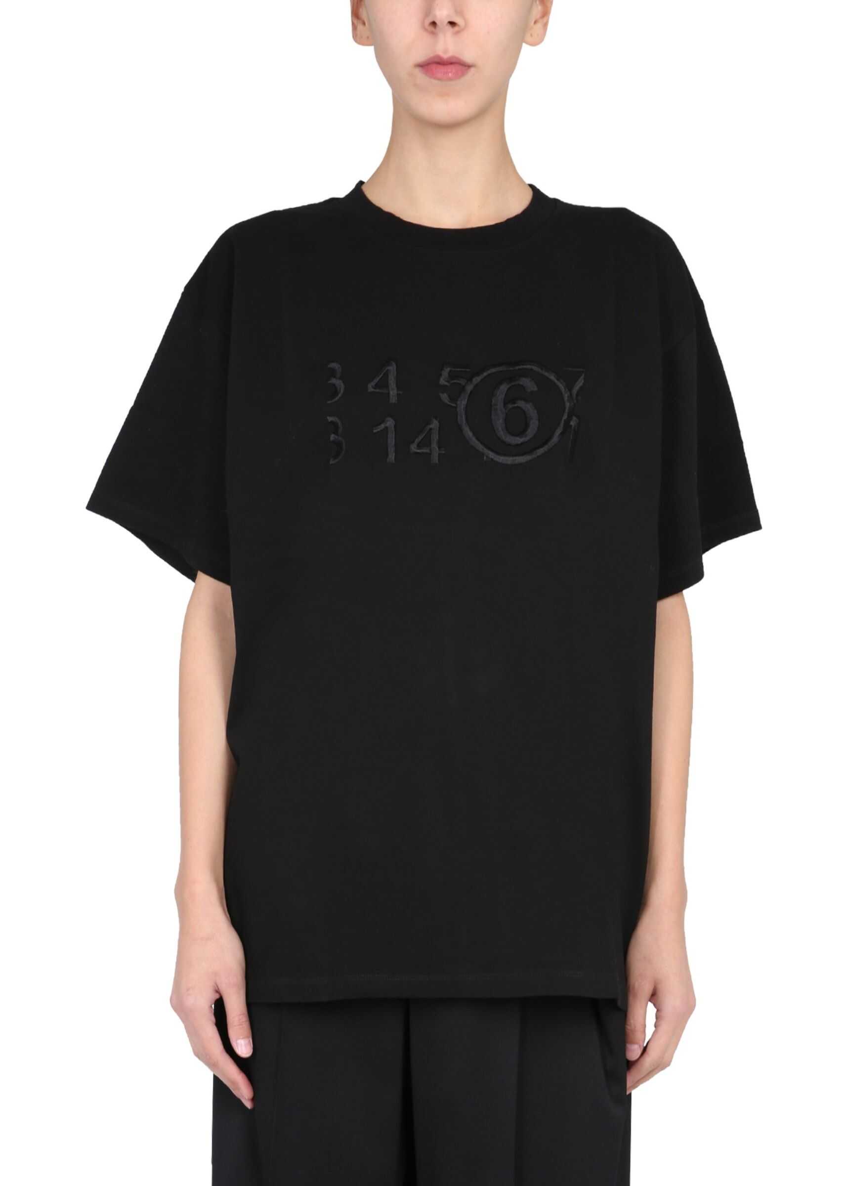 MM6 Maison Margiela T-Shirt With Embroidered Logo BLACK