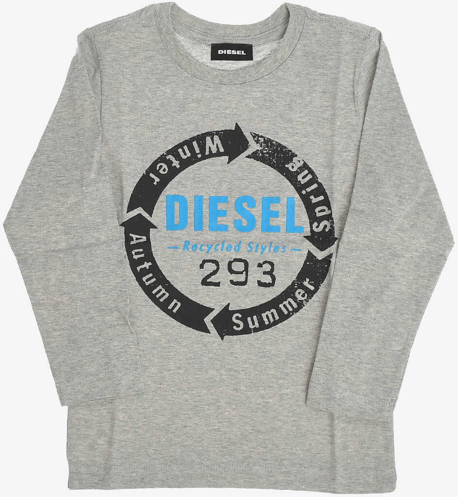 Diesel Kids Print Tdiegoc1 Ml-1Ssp T-Shirt Gray