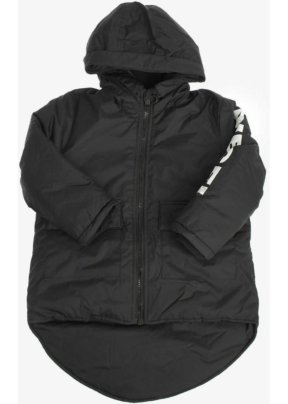 Diesel Kids Hooded Logo-Print Puffer Jron Jacket Black