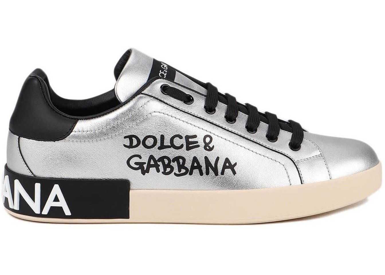 Dolce & Gabbana Portofino Sneakers In Silver Color* Silver