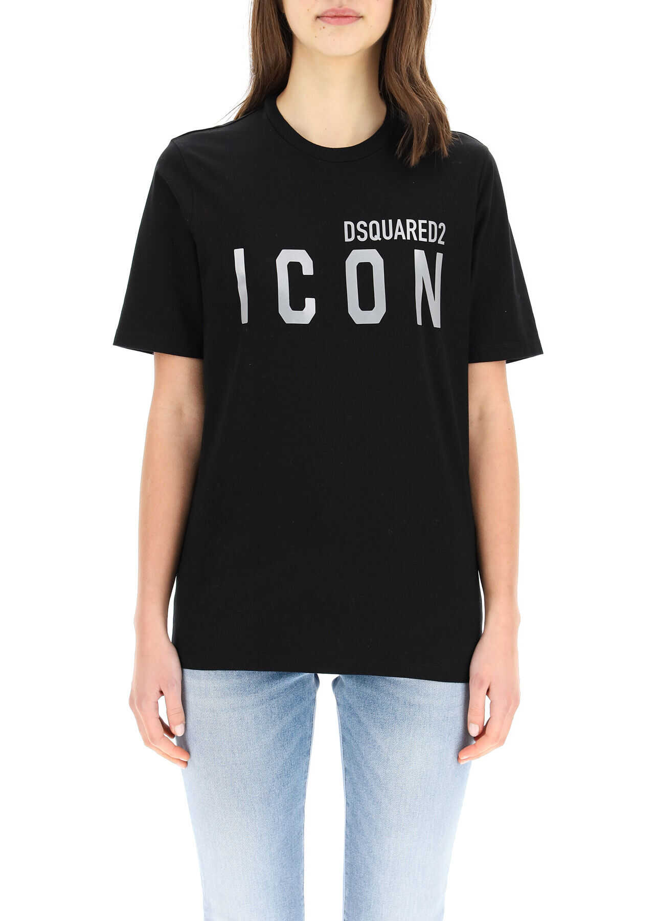 DSQUARED2 Reflective Icon Print T-Shirt S80GC0021 S23009 BLACK REFRACTIVE