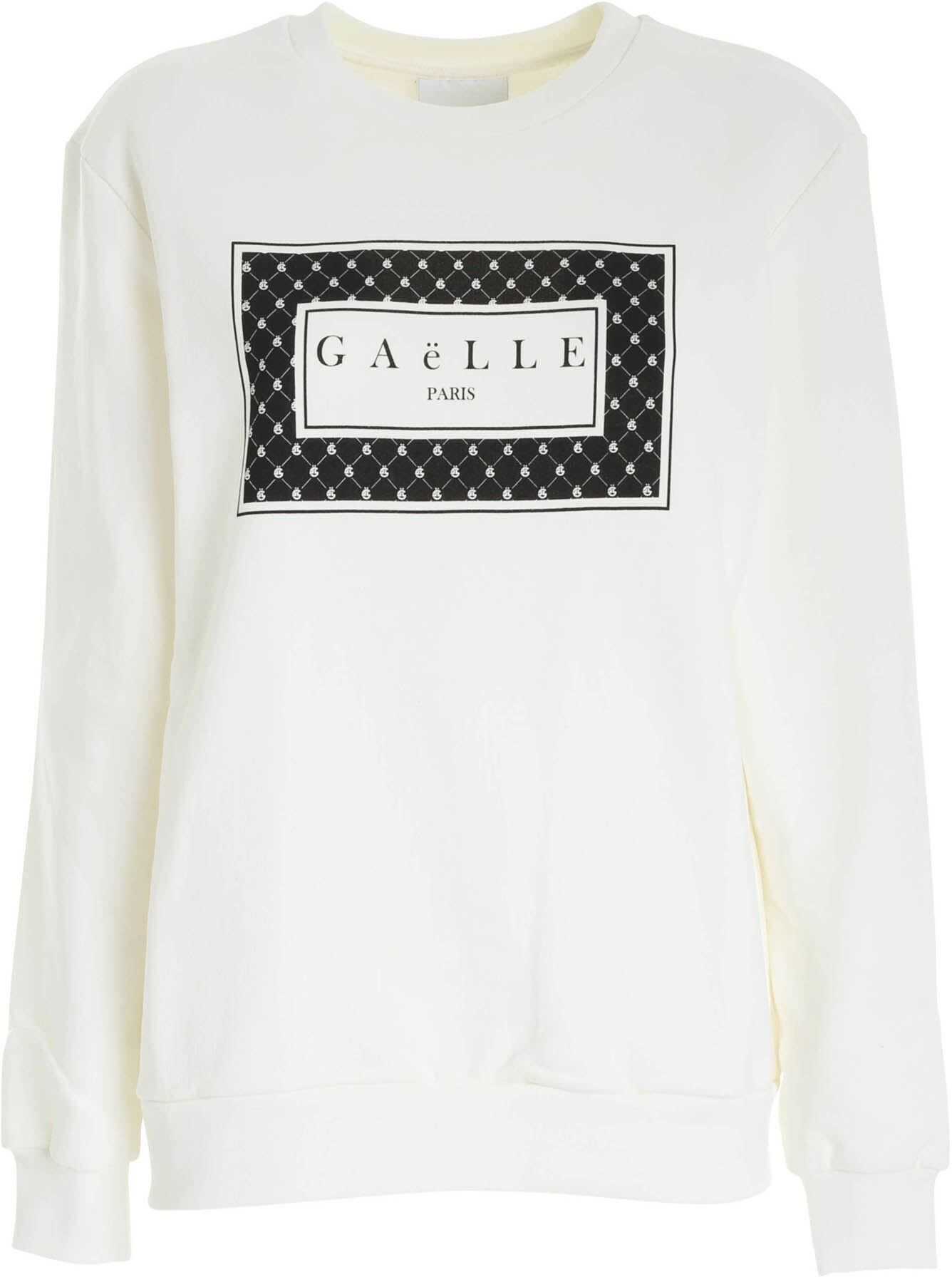 GAëLLE Paris Contrasting Logo Print Sweatshirt In White* White