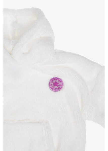 Hanorace Converse All Star Faux Fur Hooded Teddy Sweatshirt White Baieti (BM 8108587) 2