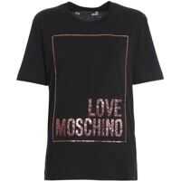 Tricouri Glitter Box Logo Print T-Shirt In Black Femei