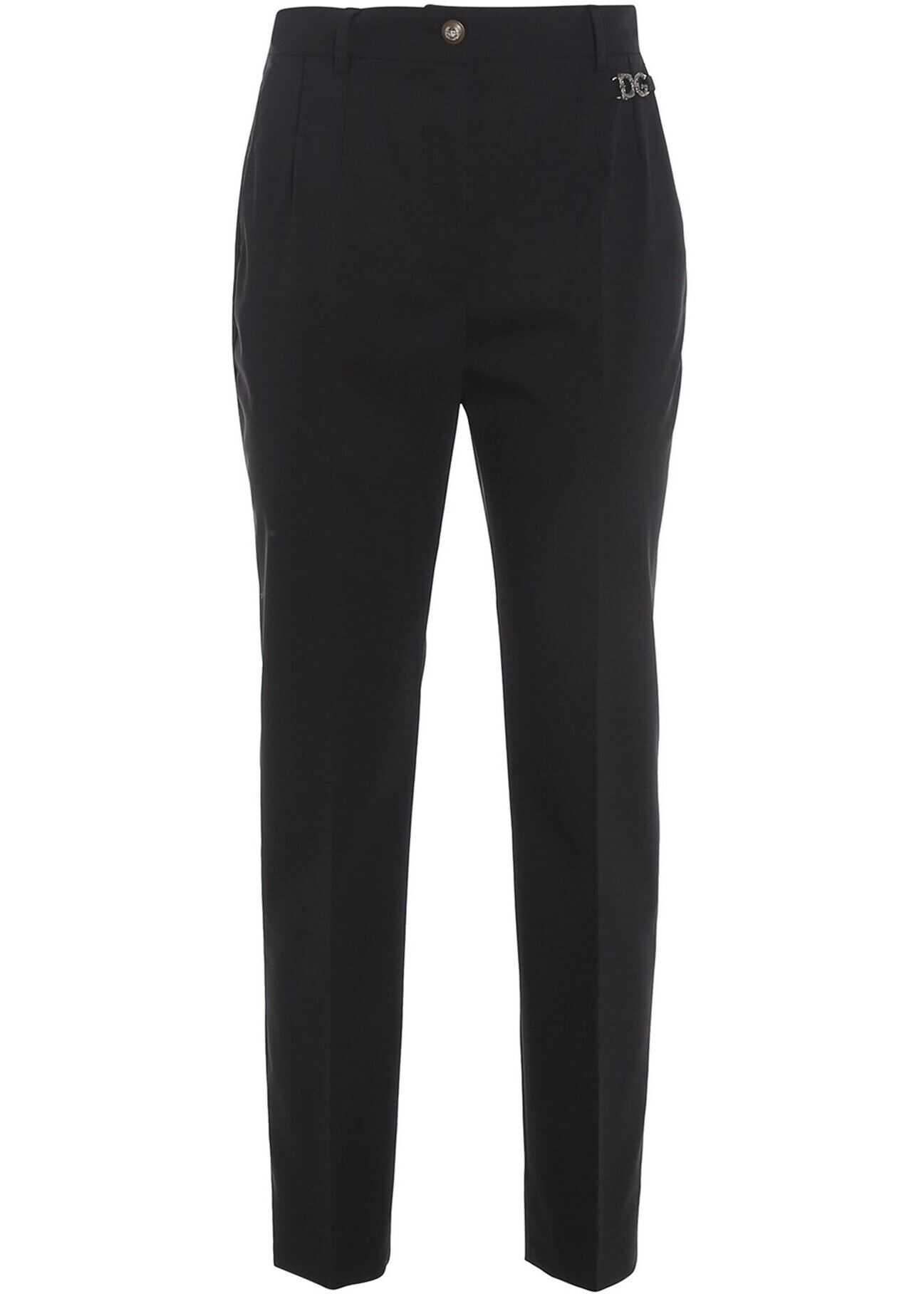 Stretch Wool Pants In Black