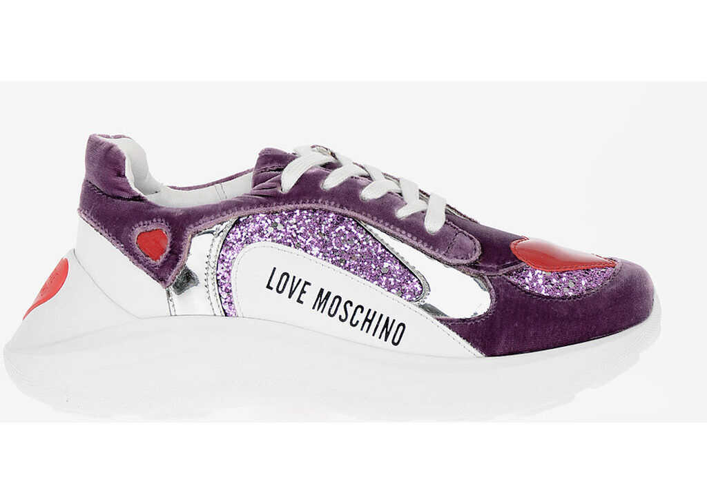 Moschino Love Chenille Glittered Sneakers Multicolor b-mall.ro imagine 2022