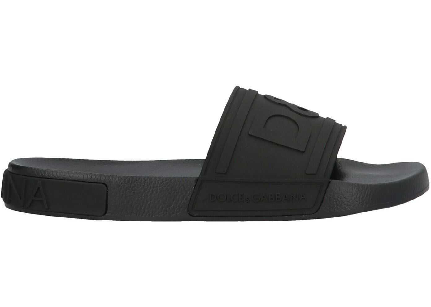 D&G Logo Slippers In Black