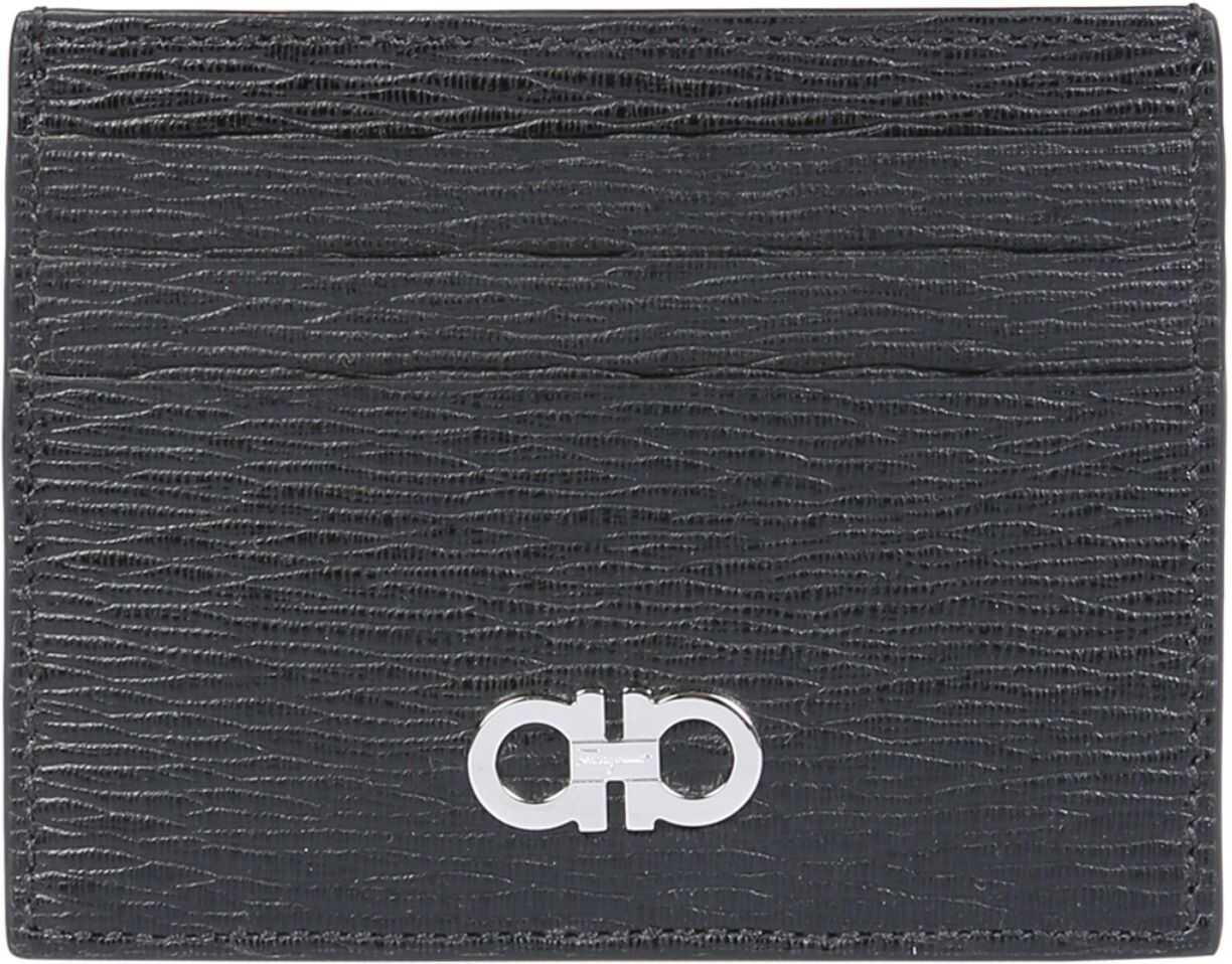 Salvatore Ferragamo Gancini Card Holder 698914_66A302NERO RED BLACK