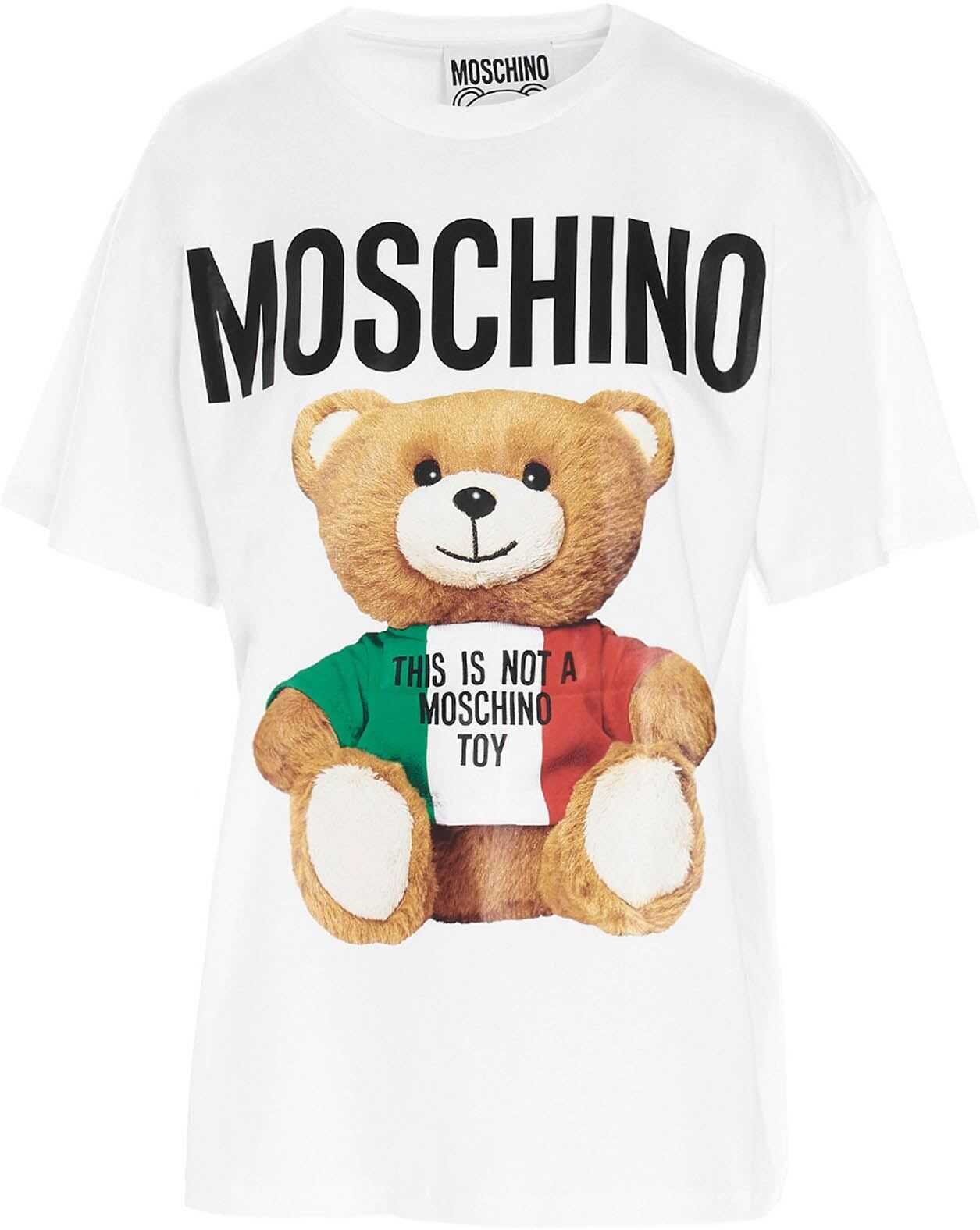 Moschino Italian Teddy Bear Oversize T-Shirt In White White