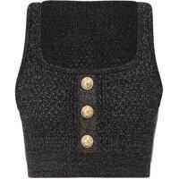 Bluze Lurex-Viscose Blend Cropped Top In Black Femei