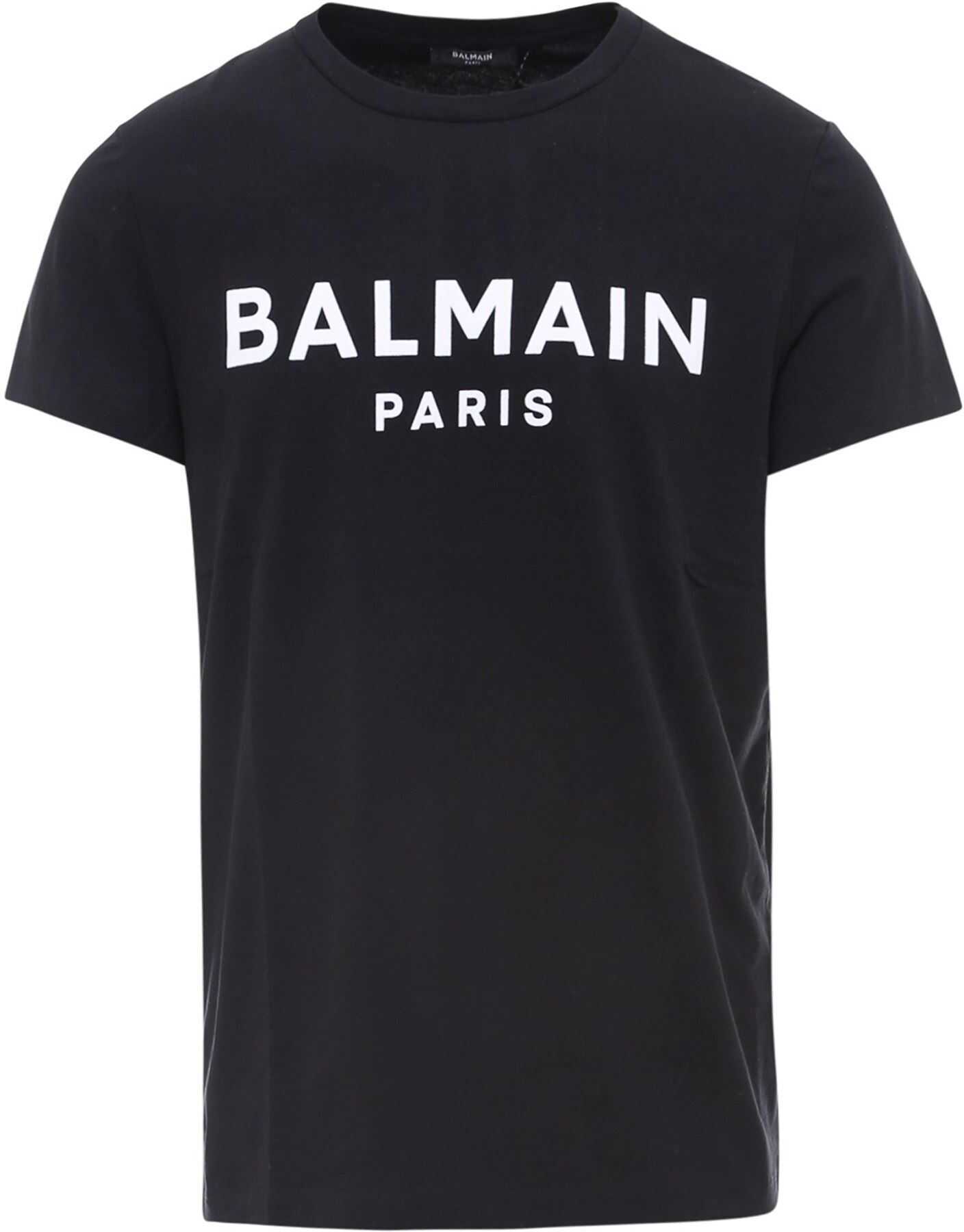 Balmain Branded Cotton T-Shirt In Black VH1EF000B043EAB Black