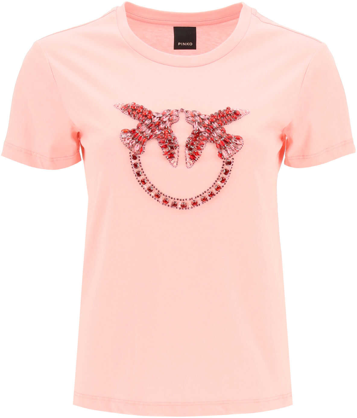 Pinko Quentin T-Shirt Love Birds Embroidery NUVOLA CORALLO